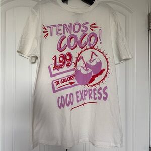 FARM Rio White Tee with Pink and Purple Coconut Print